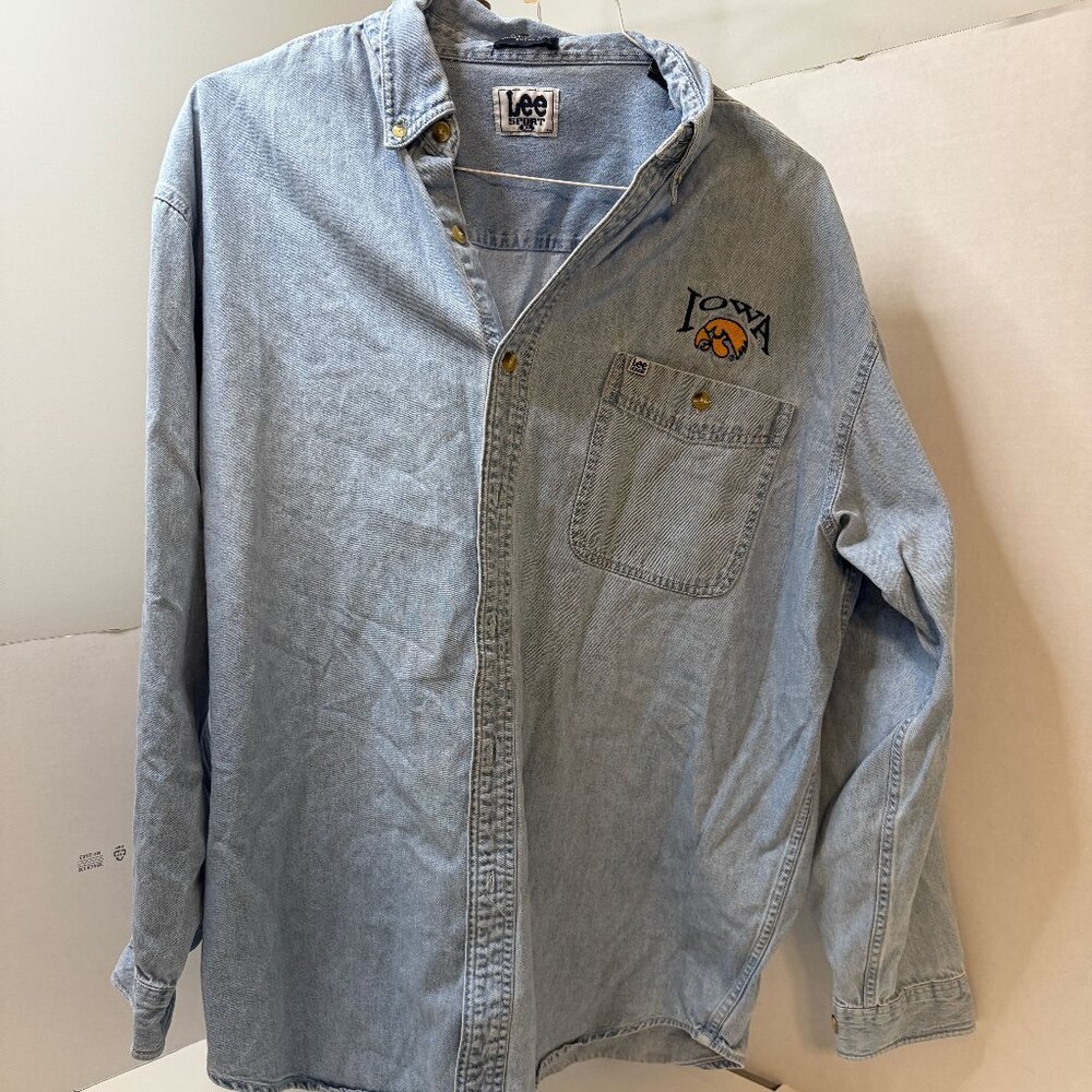Vintage Lee Sport Iowa Hawkeyes Denim Shirt